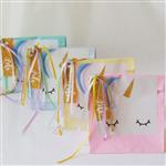 Set bolsitas pastel Unicornio (sticker, cintas y tarjetita) 10u